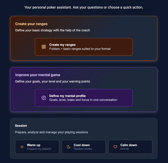 Coaching page with quick prompts