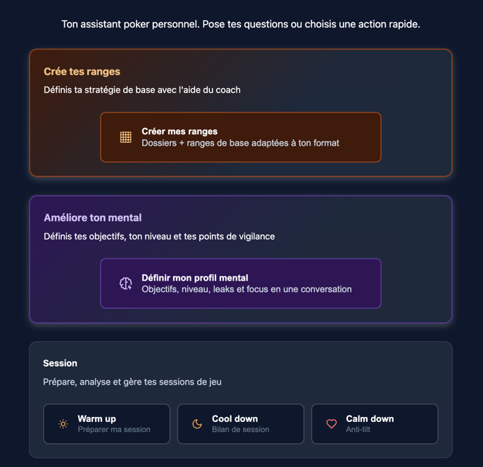 Page Coaching avec quick prompts